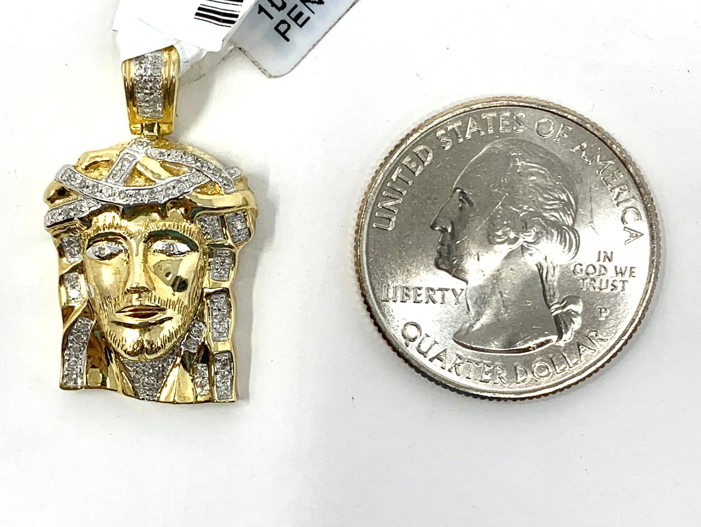 10K 0.28CT Yellow Gold Jesus Pendant Charm