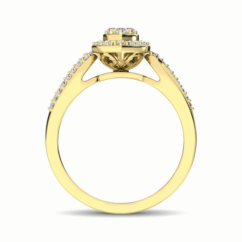 10K Yellow Gold 1/4 Ct.Tw. Diamond Heart Engagement Ring