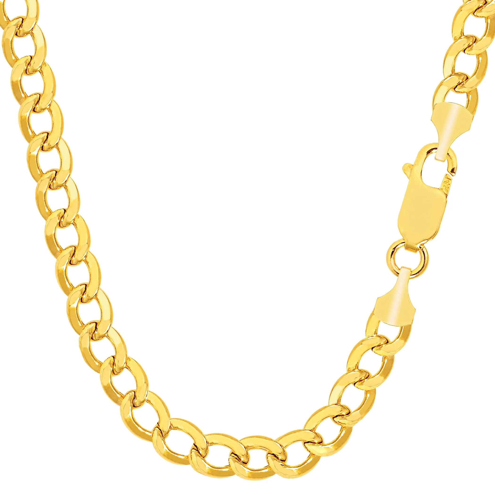 10k Yellow Gold Curb Hollow Chain Necklace, 6.1mm