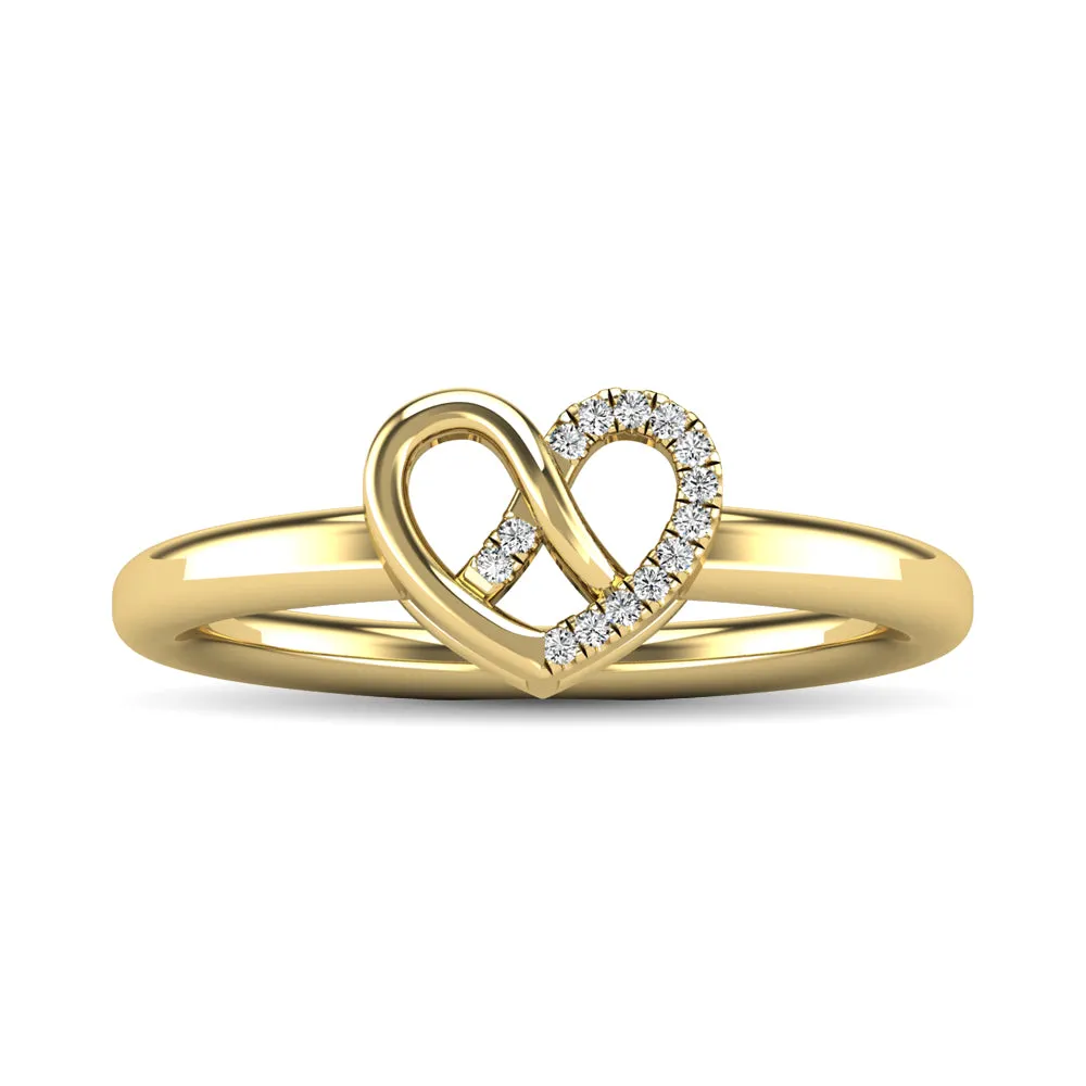 10K Yellow Gold Diamond Accent Heart Ring