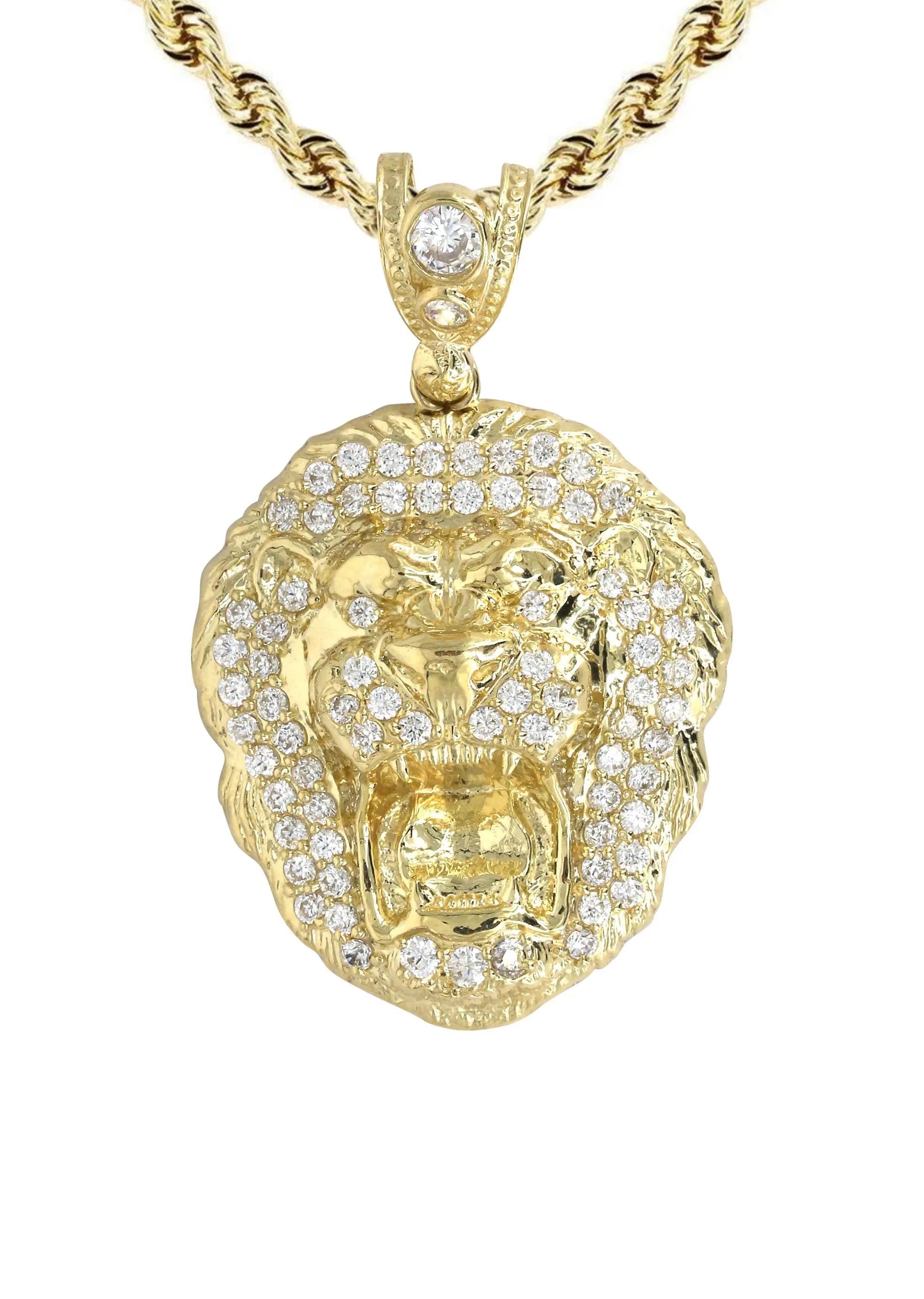 10K Yellow Gold Lion Head Necklace | Appx 16.4 Grams