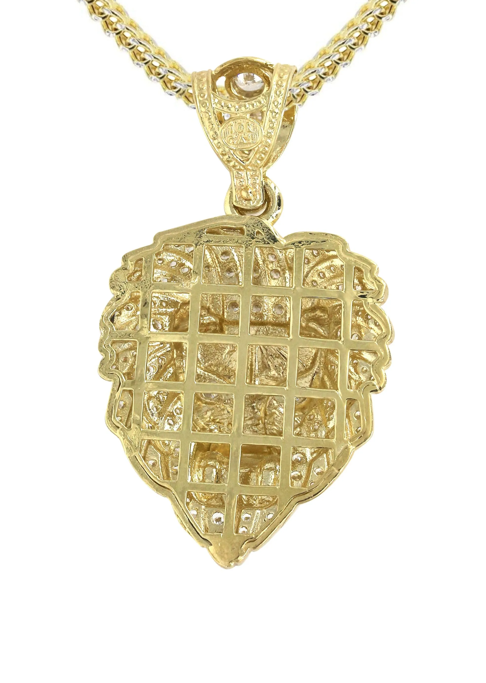 10K Yellow Gold Lion Head Necklace | Appx 21.9 Grams