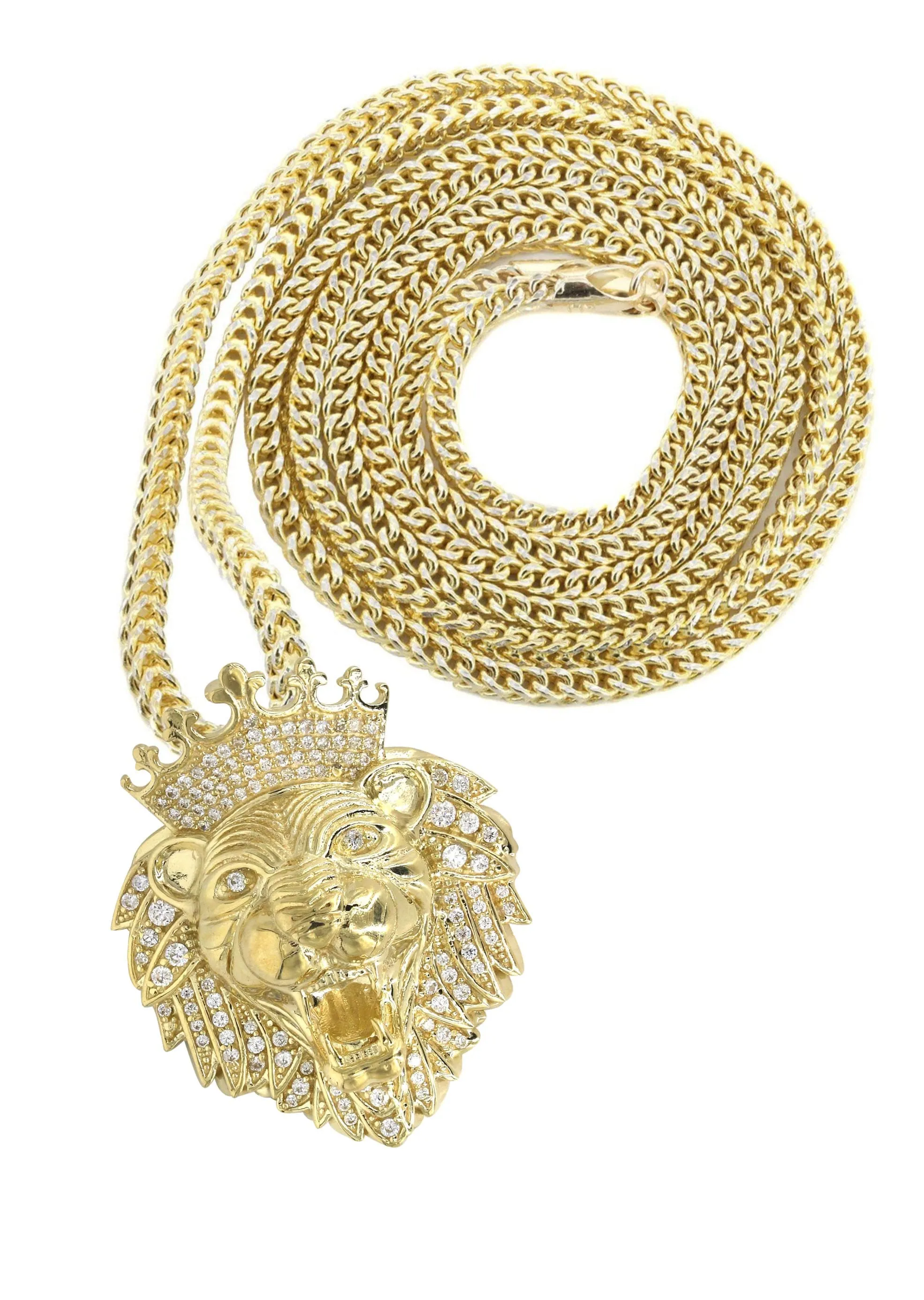 10K Yellow Gold Lion Head Necklace | Appx 22.5 Grams