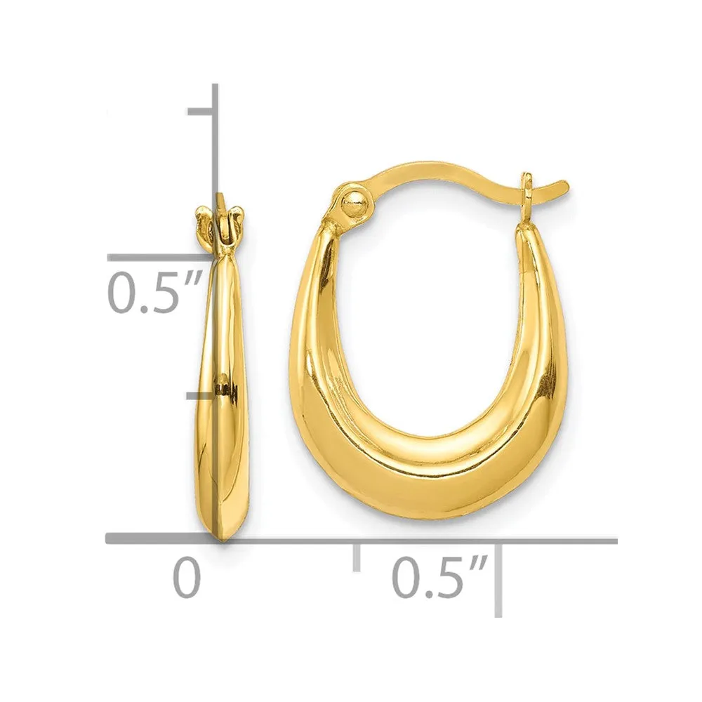 10KT Yellow Gold 15X12MM Hoop Earrings