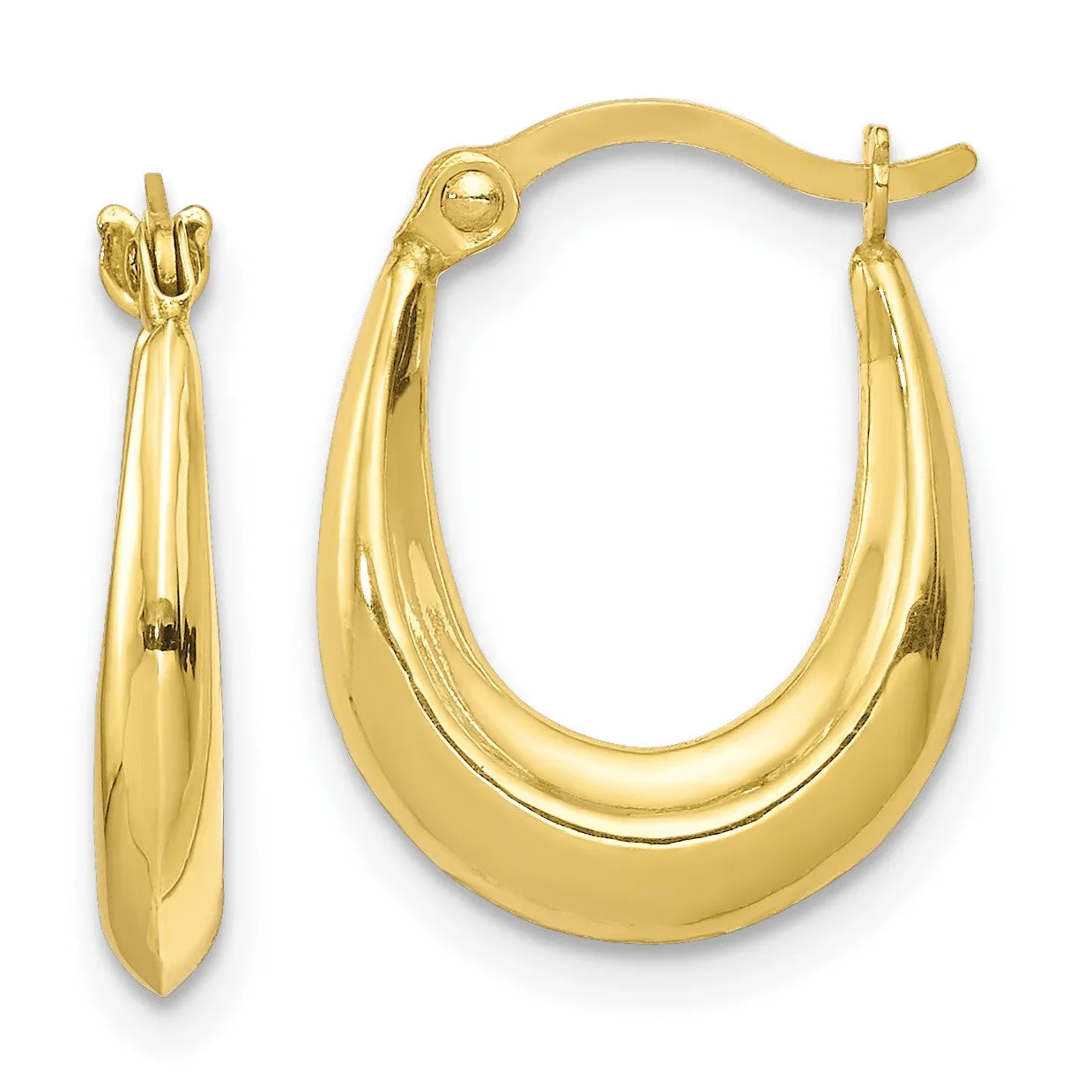 10KT Yellow Gold 15X12MM Hoop Earrings