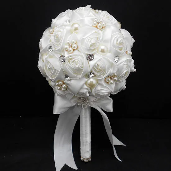 10pcs Satin Rose Brooch Bouquet PACK- 002