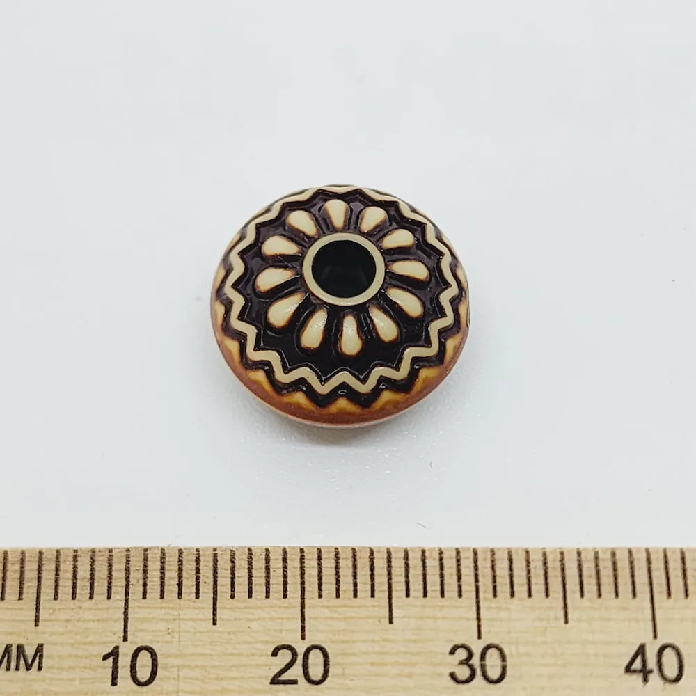 10x10mm Rondelle (10) - Brown/Cream - Persian Style Vintage Beads