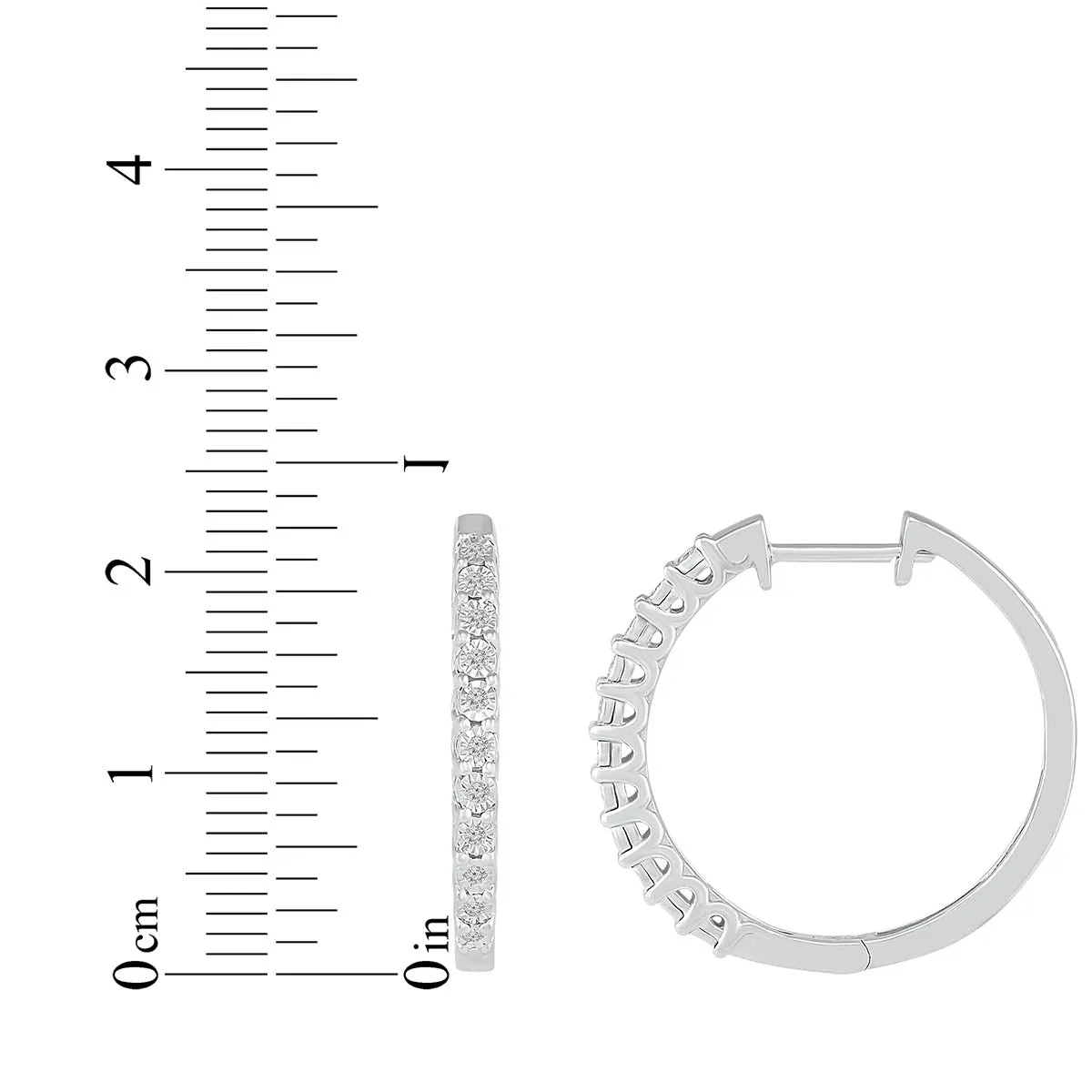 1/10 CTW Diamond Hoop 23MM Earrings in Sterling Silver