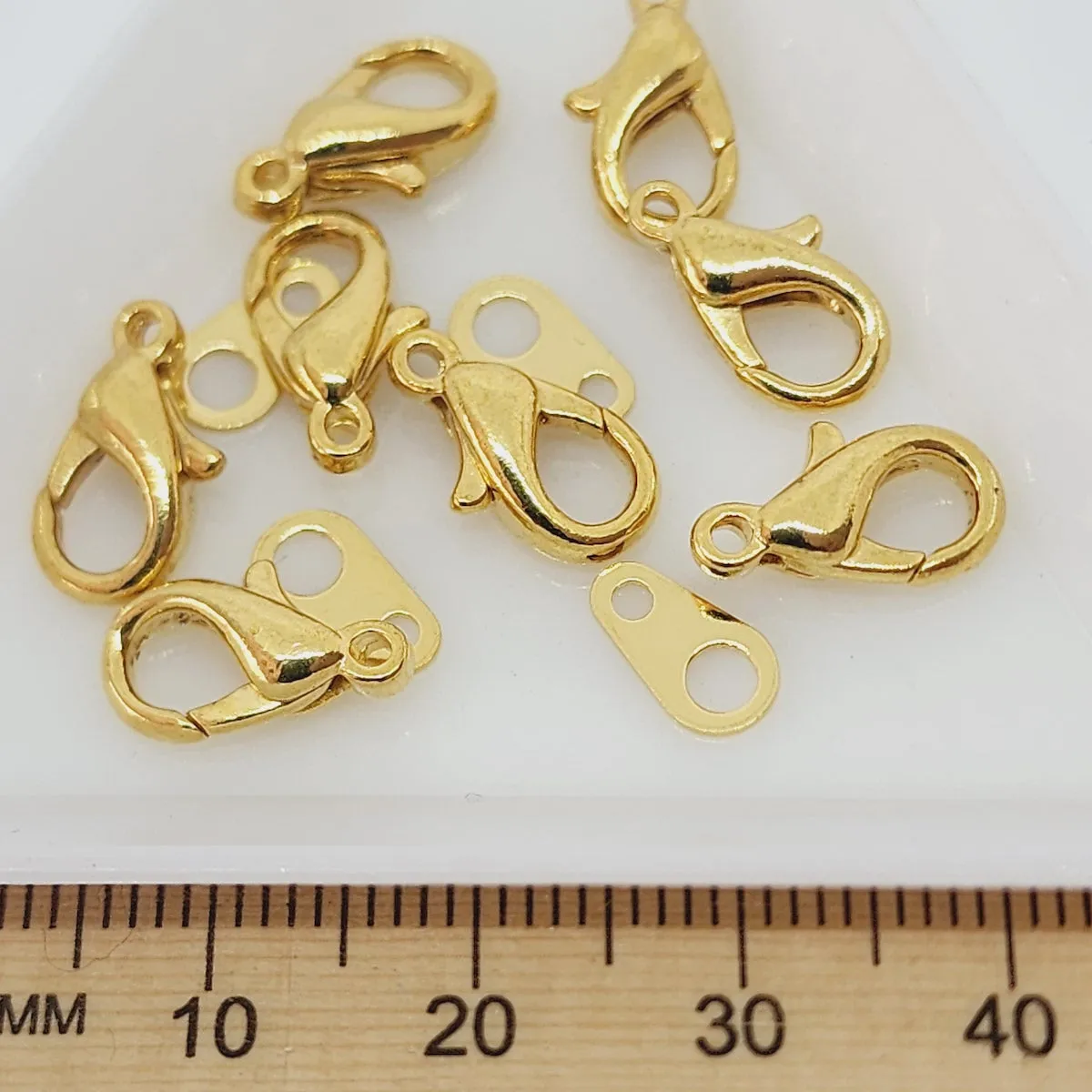 13mm Parrot Clasp & Tags (10) - Gold