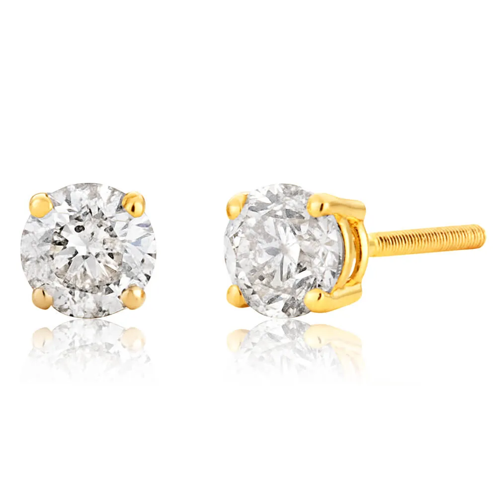 14ct Yellow Gold Diamond Stud Earrings with Approximately 0.50 Carat of Diamonds