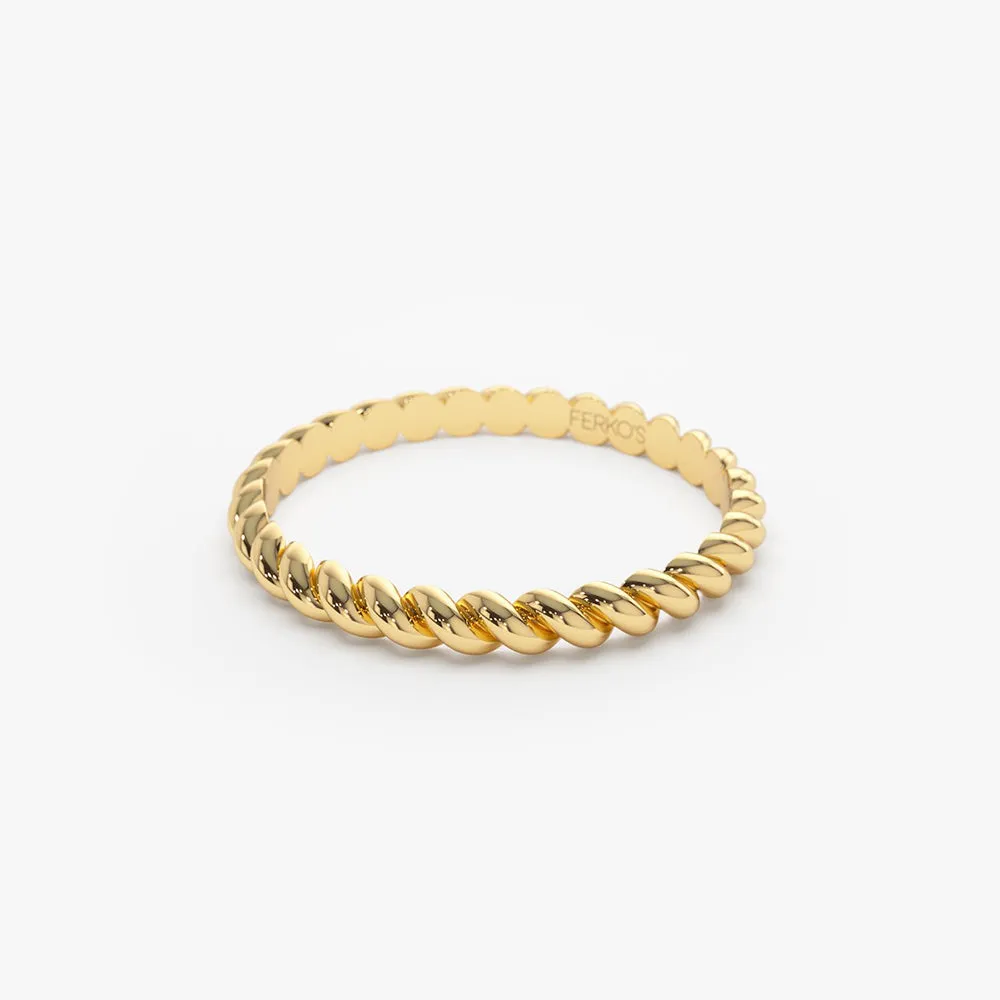 14K 2MM Twisted Rope Ring