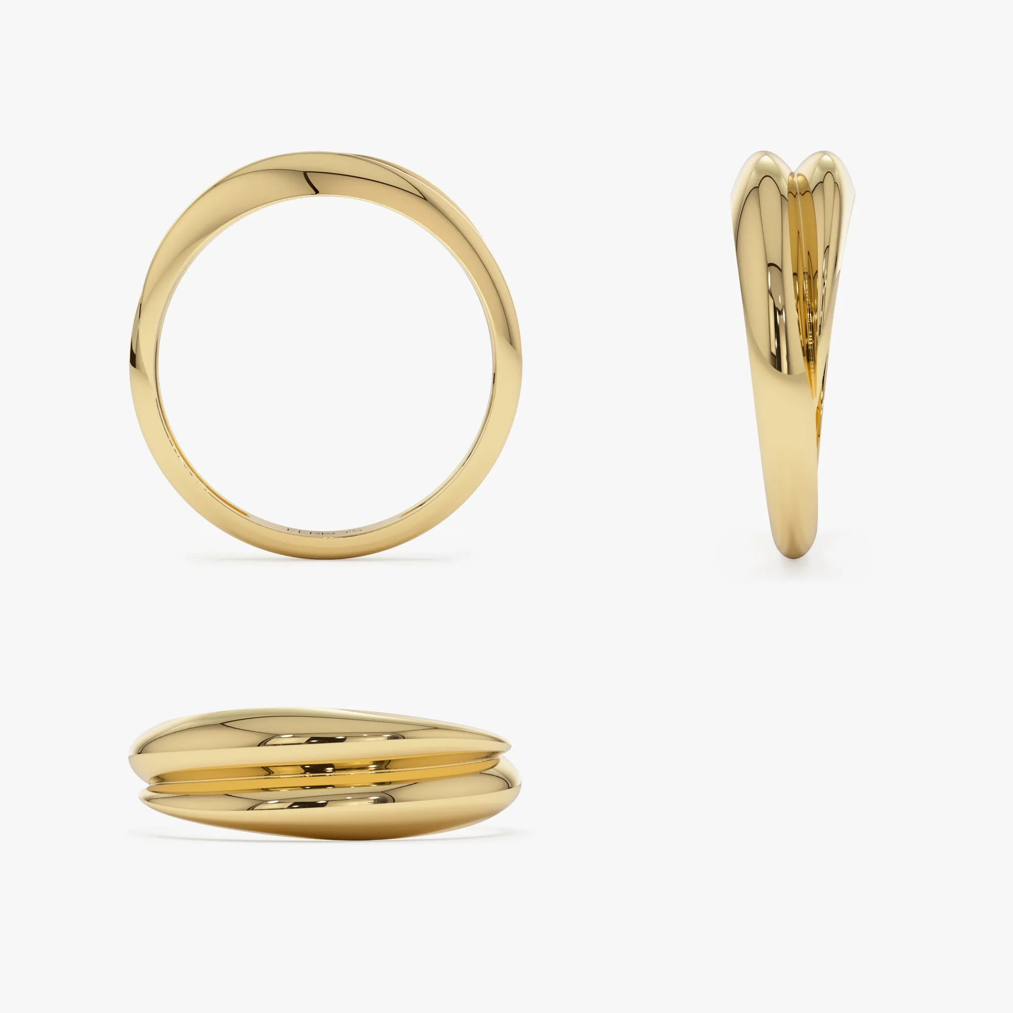 14k Dome Dual Band Stackable Statement Ring