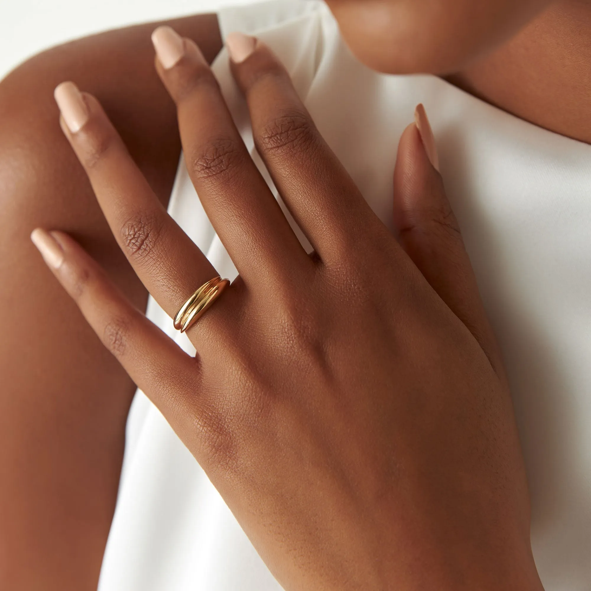 14k Dome Dual Band Stackable Statement Ring