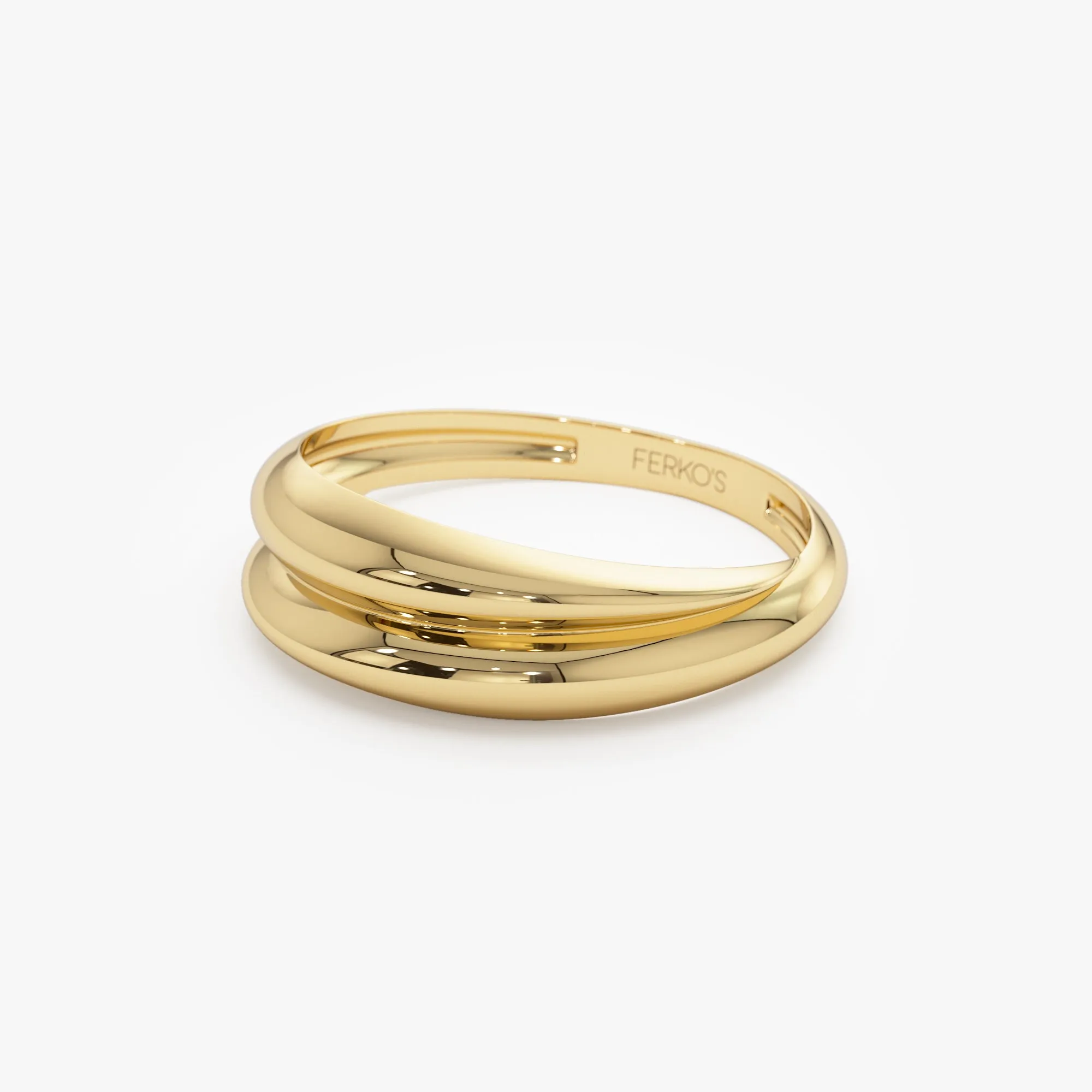 14k Dome Dual Band Stackable Statement Ring