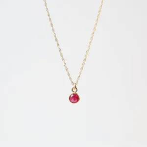 14k Gold Filled Chain with 6mm Bezel-Set Dyed Ruby