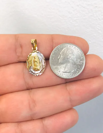 14K Gold Filled Tri-Color Virgen de Guadalupe Pendant 20x13mm / Guadalupe Jewelry / Women's Pendant / Dije de la Virgencita de Guadalupe