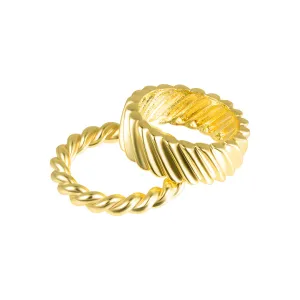 14k Gold Plated Cable and Twist Ring Set