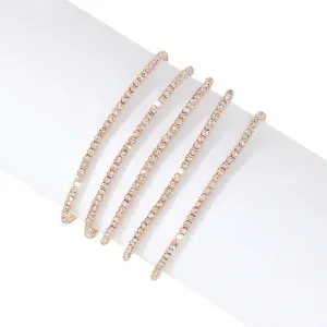 14k Gold Plated Multi Stretch Crystal Bracelet Set