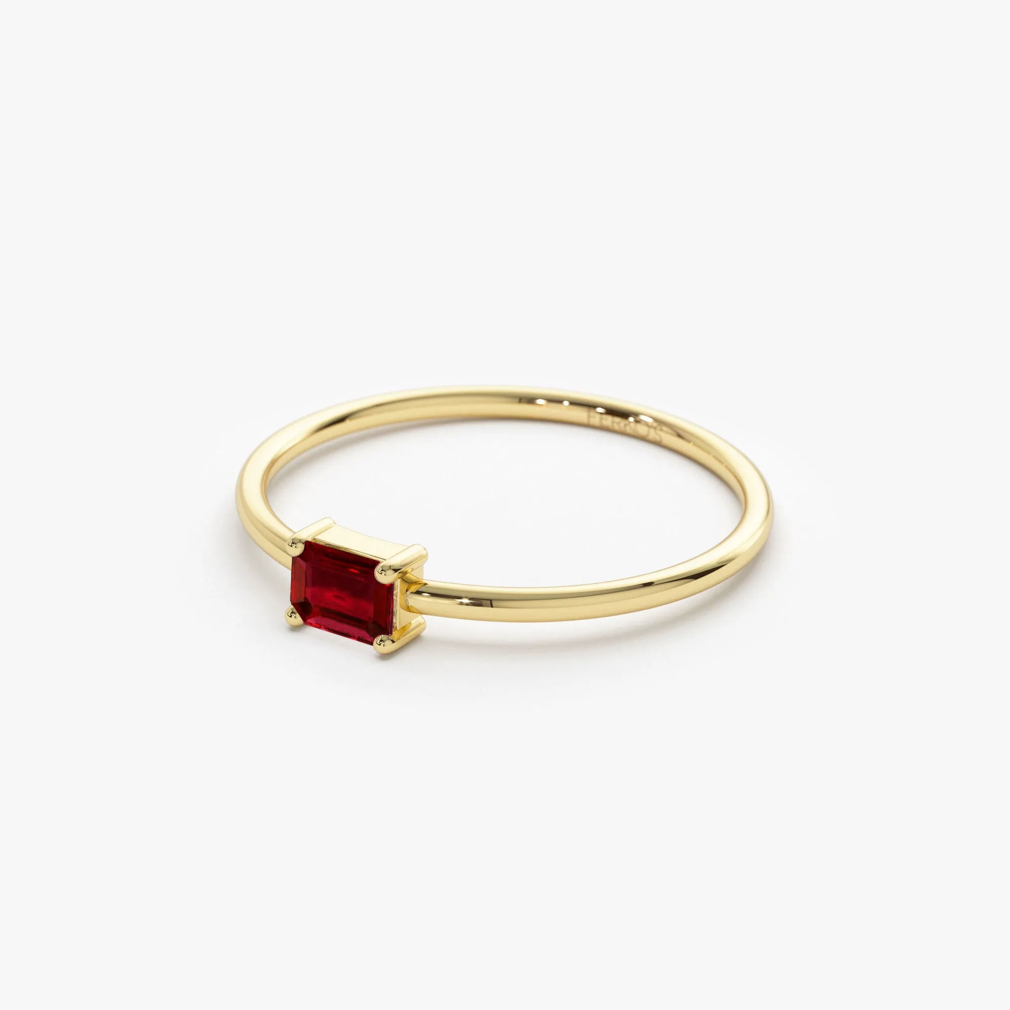 14k Octagon Cut Ruby Ring