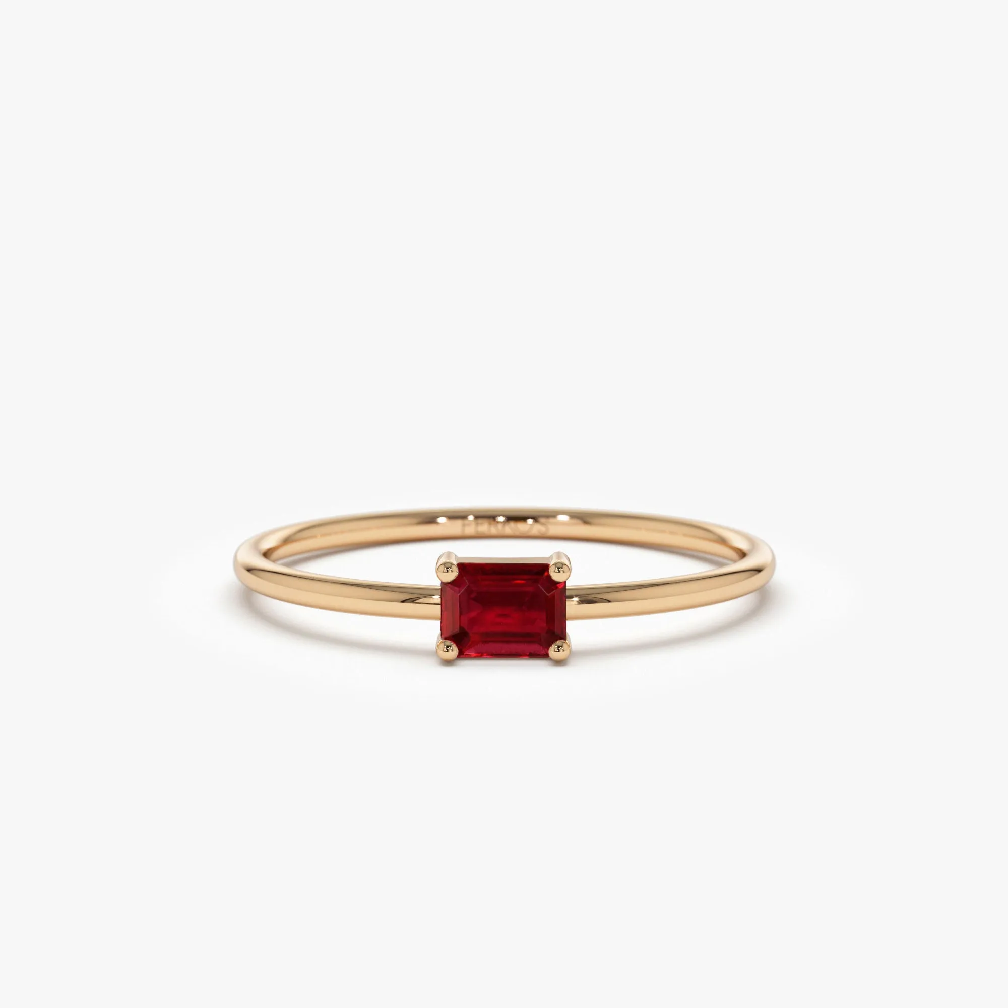 14k Octagon Cut Ruby Ring