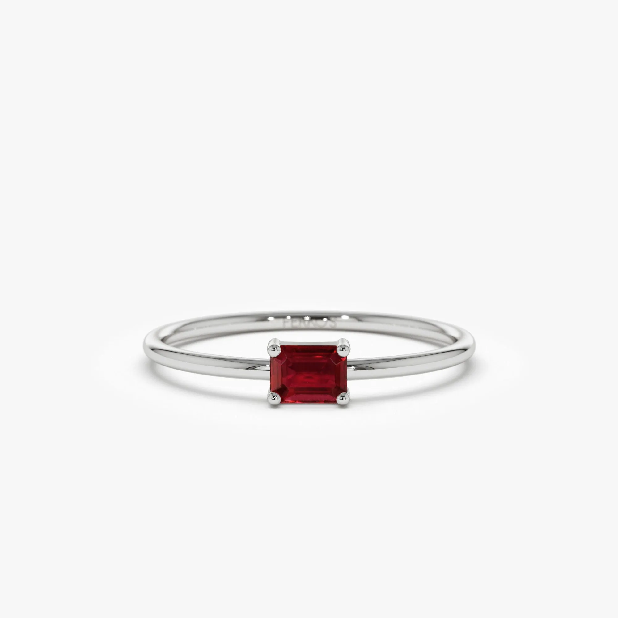 14k Octagon Cut Ruby Ring