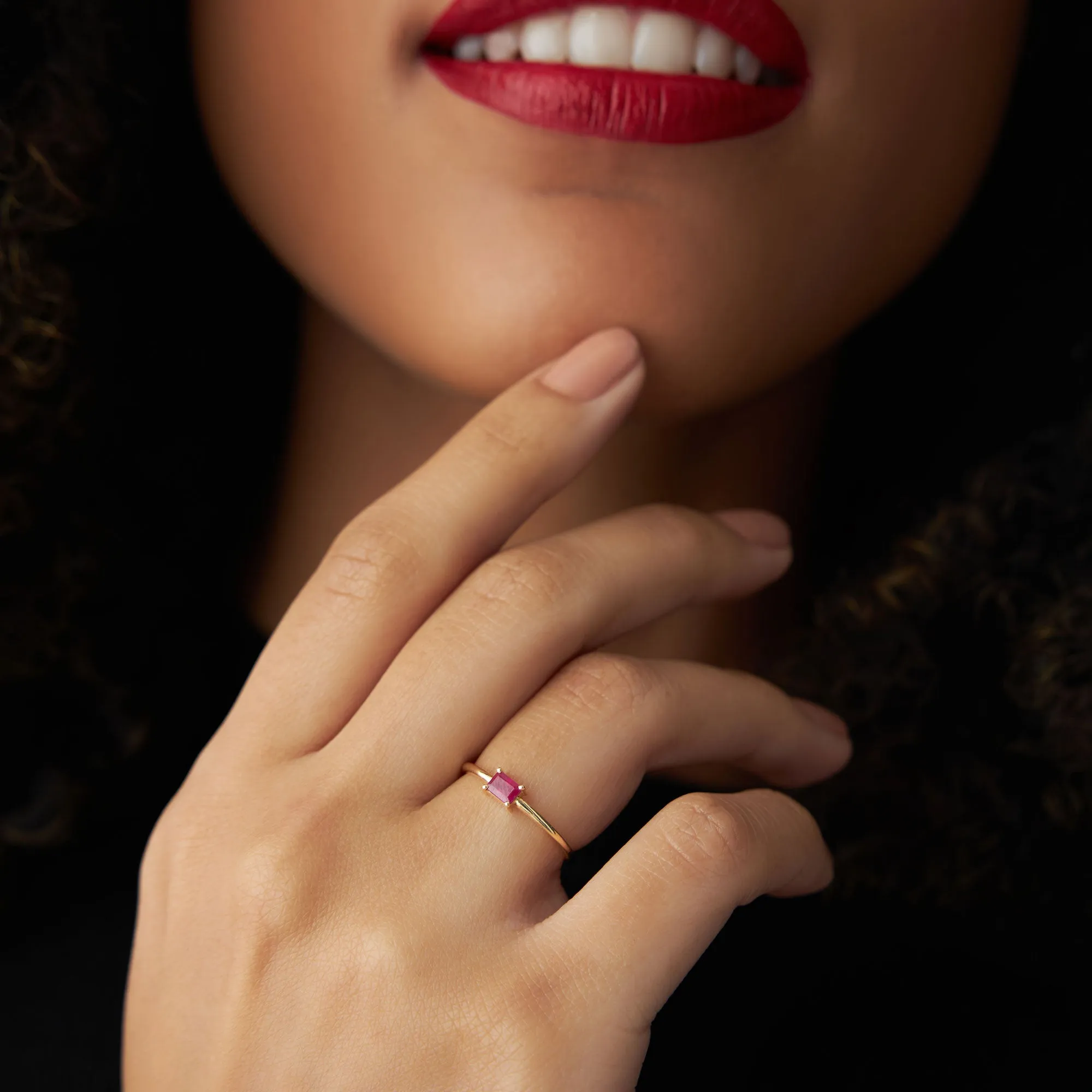 14k Octagon Cut Ruby Ring