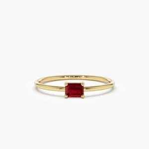 14k Octagon Cut Ruby Ring