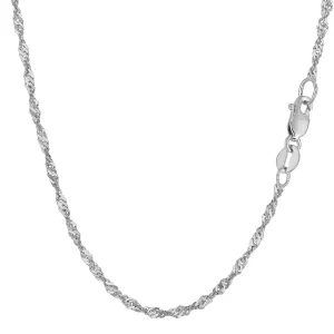 14k White Gold Singapore Chain Necklace, 2.1mm