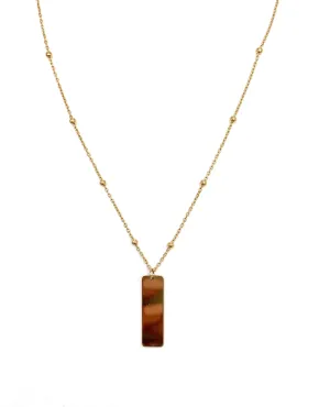 14K Yellow Gold Beaded Chain Necklace with Engravable Tag