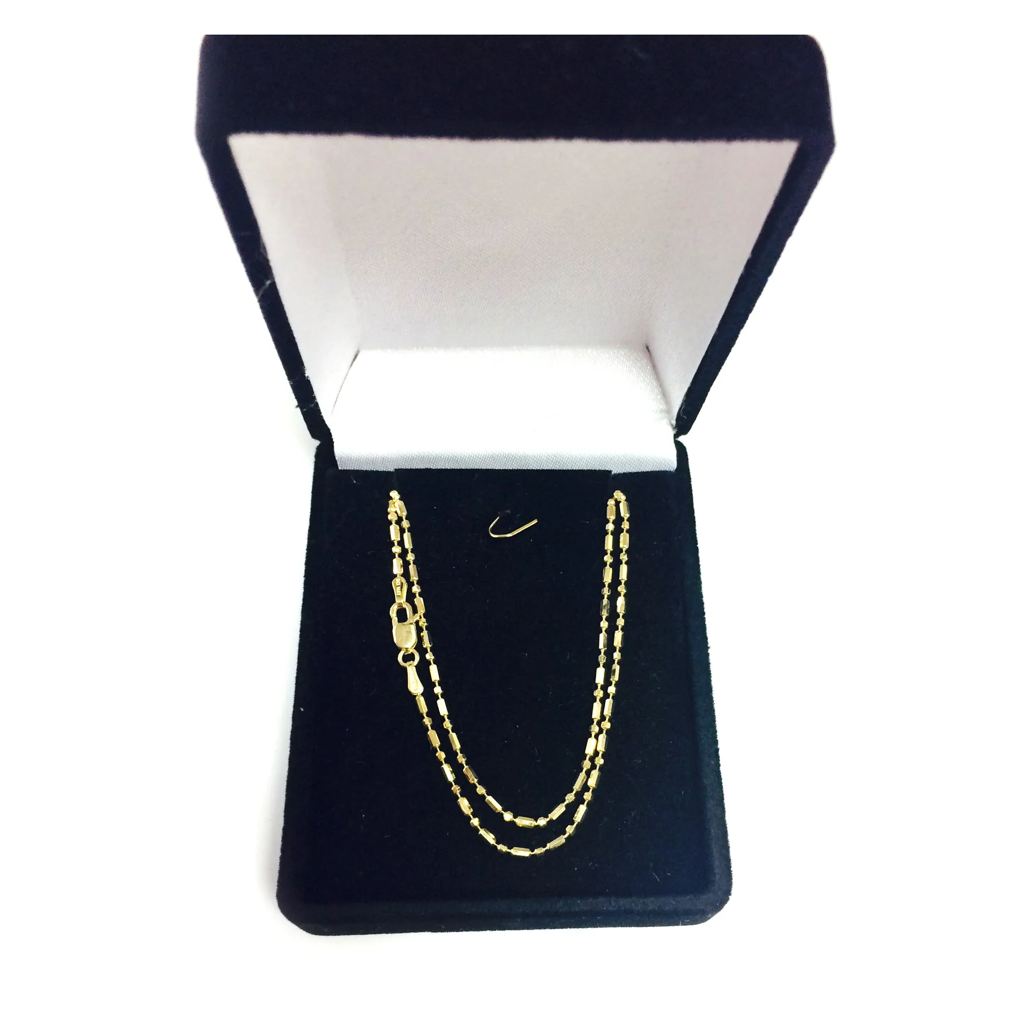 14k Yellow Gold Diamond Cut Bead Chain Necklace, 1.5mm