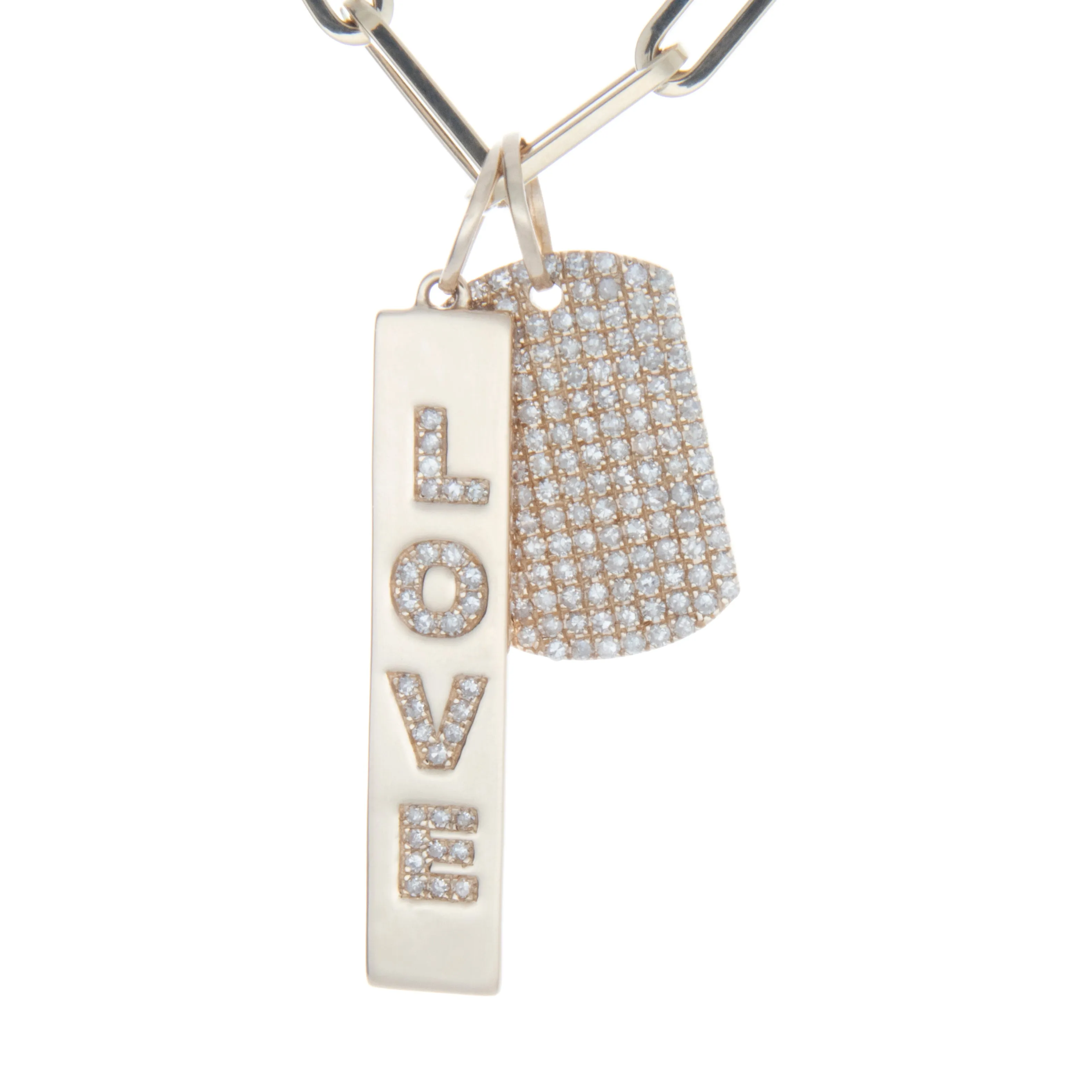 14K Yellow gold Diamond Love Bar Pendant