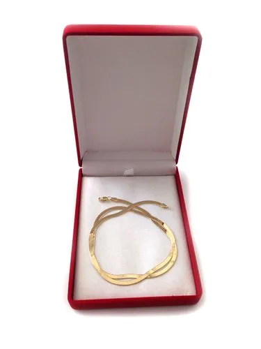 14k Yellow Solid Gold Imperial Herringbone Chain Necklace, 3.0mm