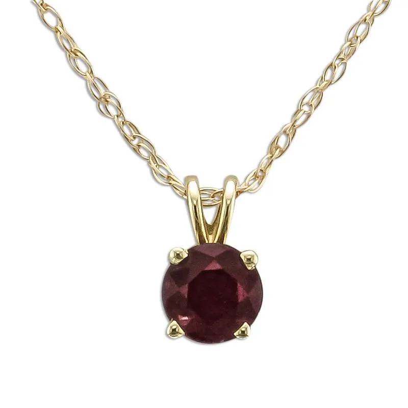 14KT GOLD 1/3 CTW ROUND RUBY NECKLACE