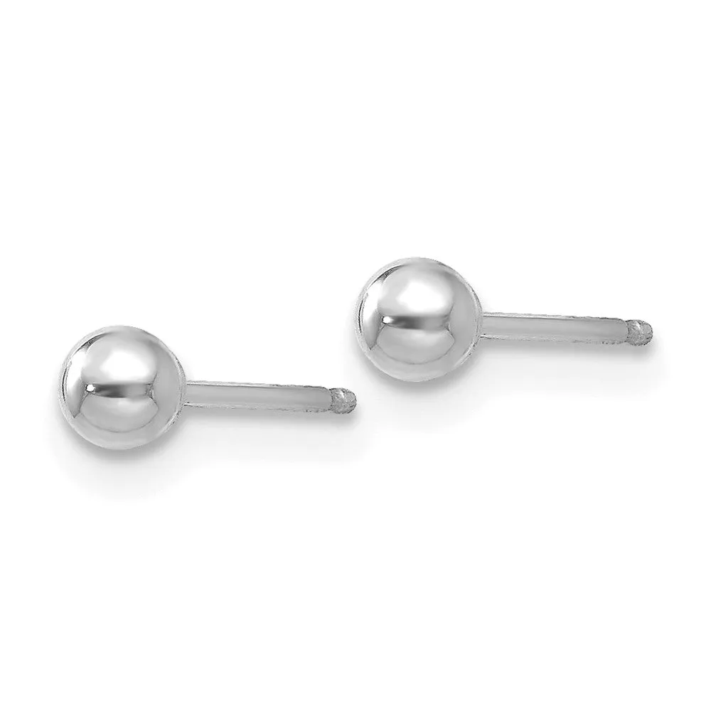 14KT White Gold 3MM Ball Stud Earrings