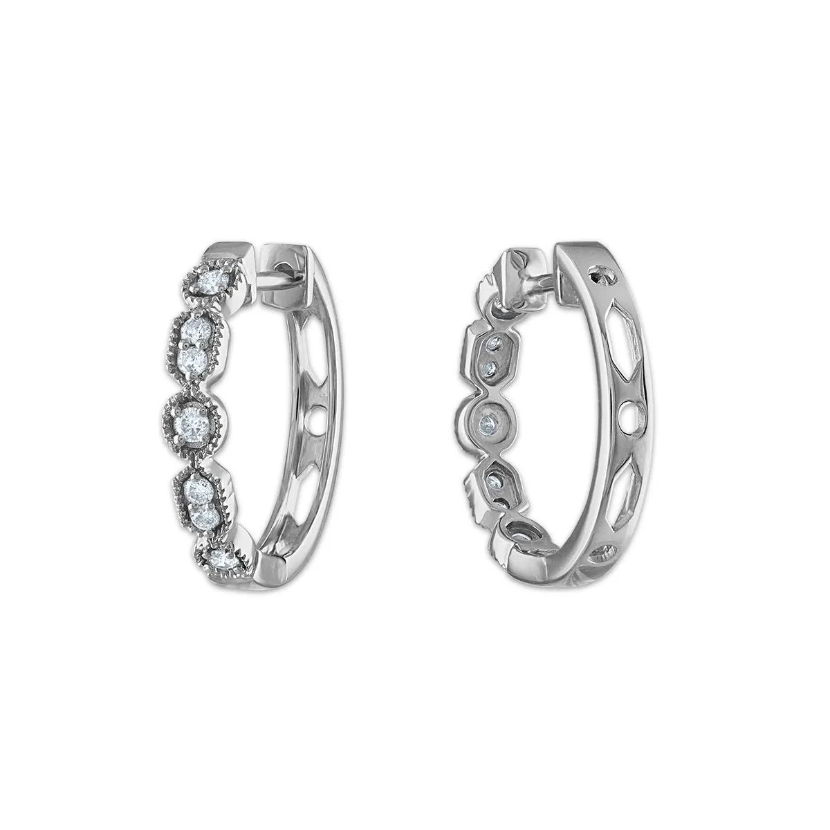 1/6 CTW Diamond Hoop Earrings in 10KT White Gold