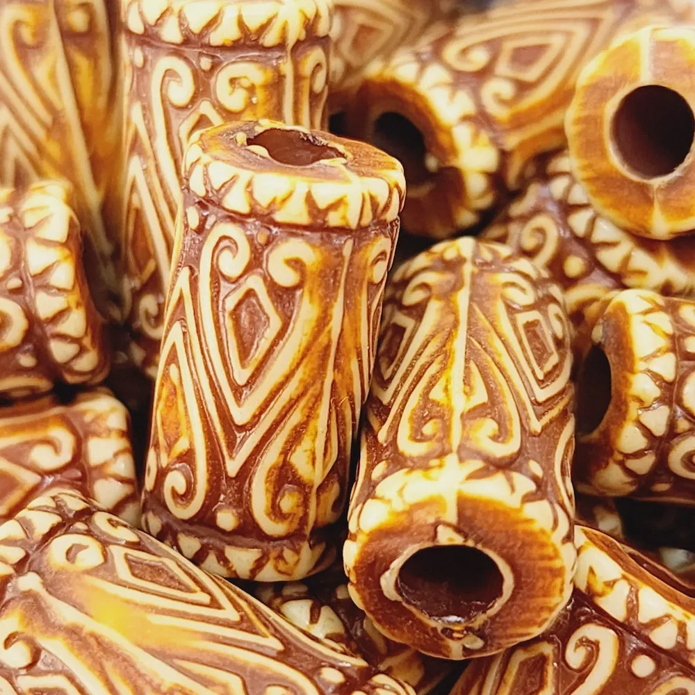 17x8.5mm Tube (10) - Browns - Persian Style Vintage Beads