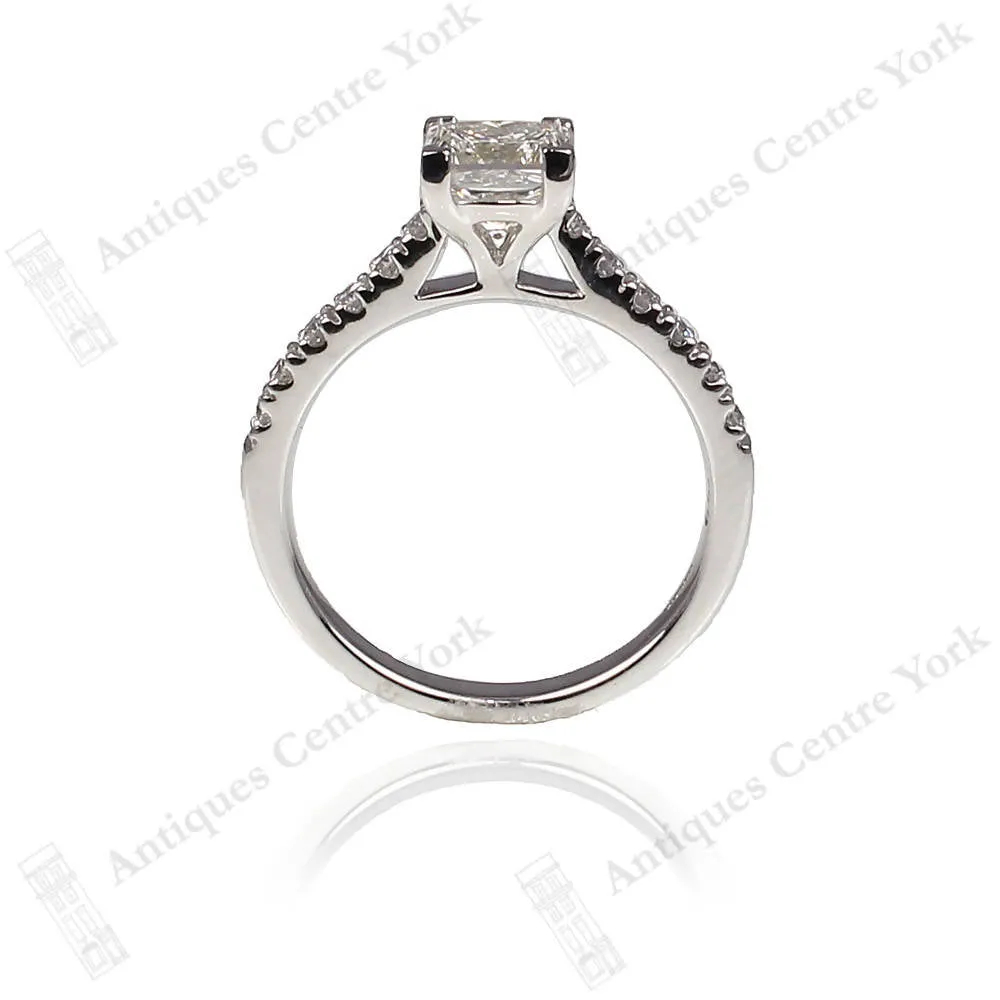 18ct White Gold Certified Princess-Cut Diamond 1.06ct Solitaire Ring