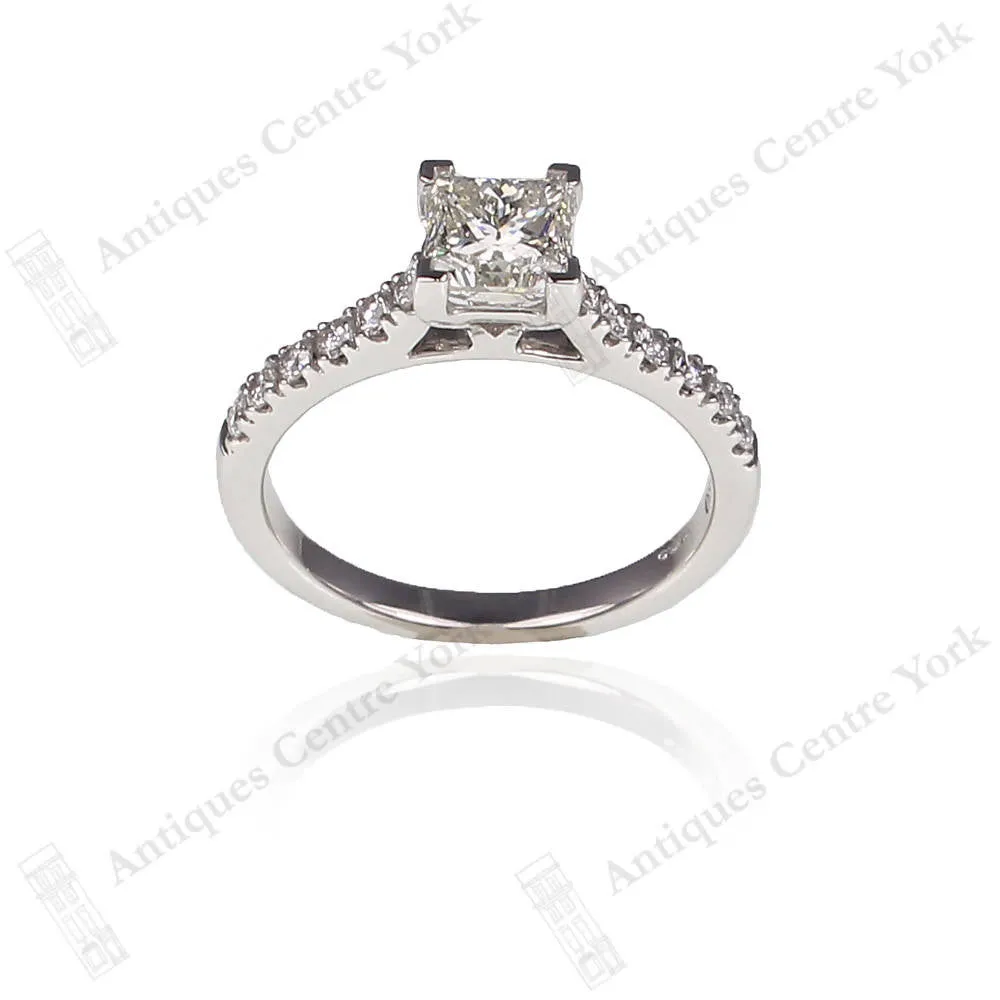 18ct White Gold Certified Princess-Cut Diamond 1.06ct Solitaire Ring