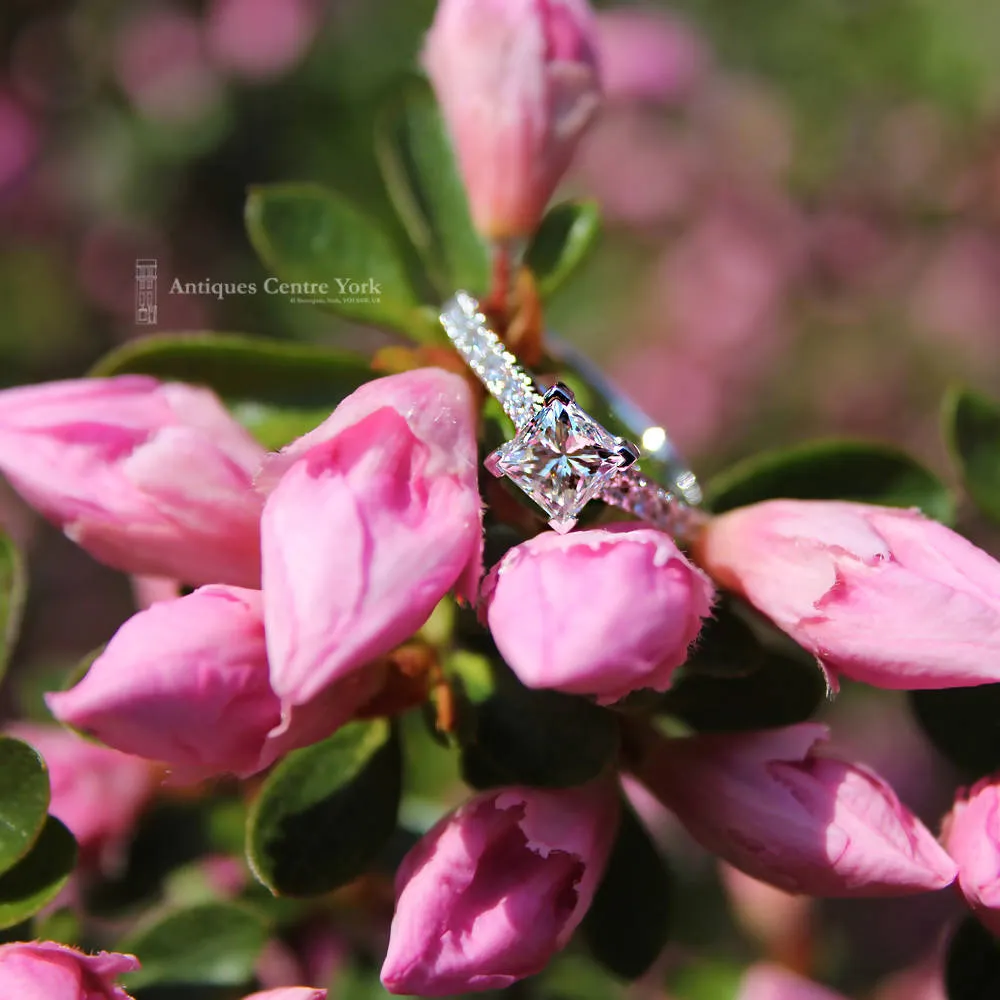 18ct White Gold Certified Princess-Cut Diamond 1.06ct Solitaire Ring