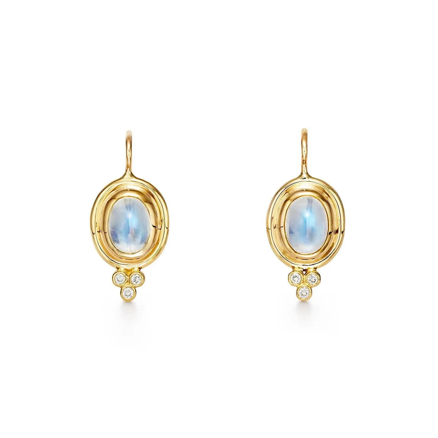 18K Blue Moonstone Classic Temple Earrings