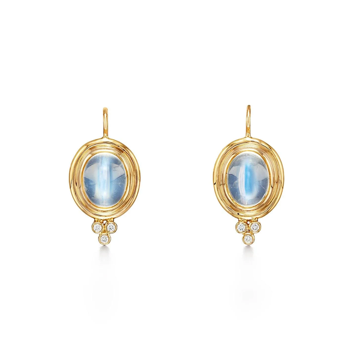 18K Blue Moonstone Classic Temple Earrings