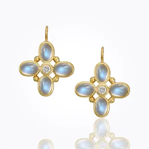 18K Classic Quadrifoglio Earrings with royal blue moonstone and diamond