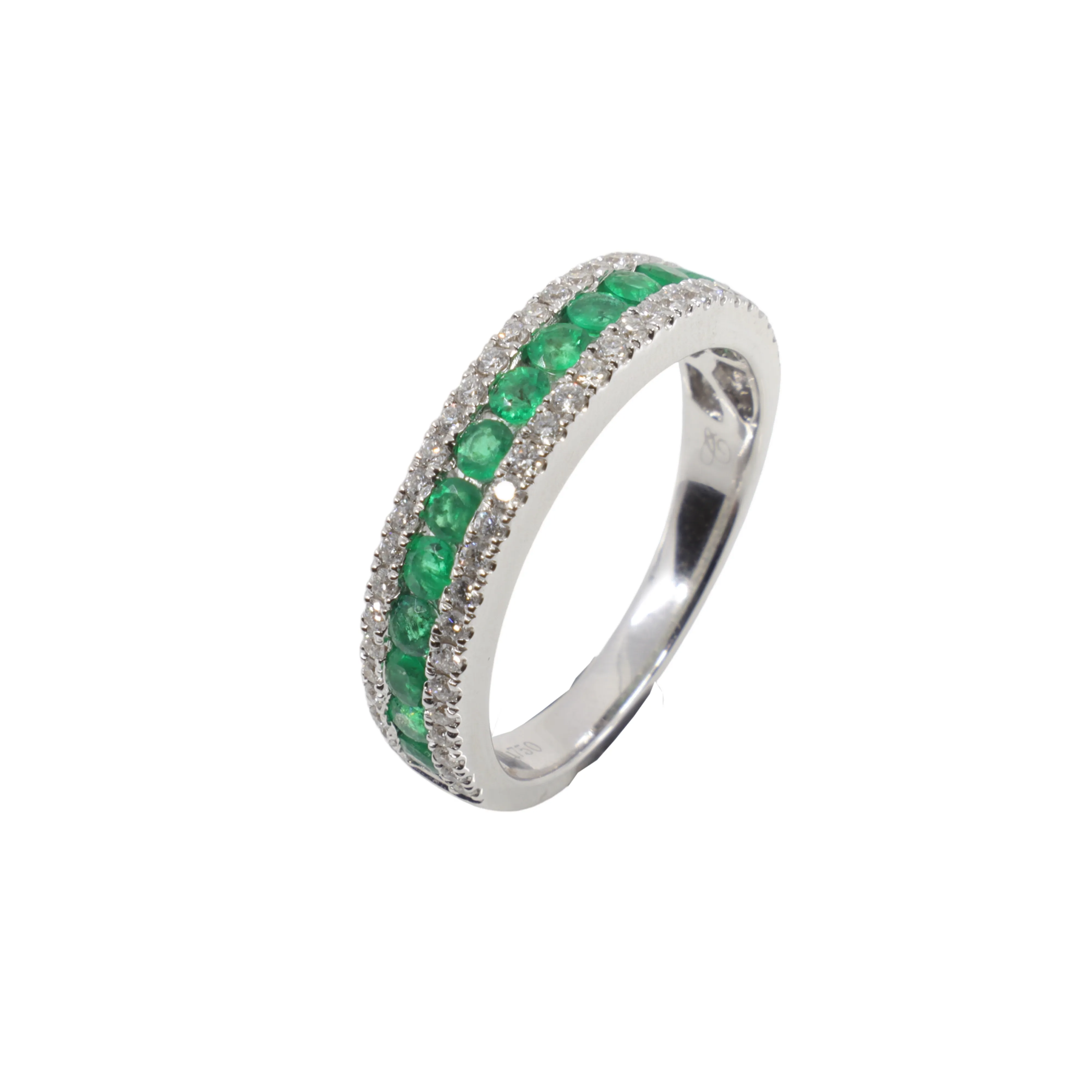 18K White Gold 0.53ct Emerald and Diamond Ring - 20753900