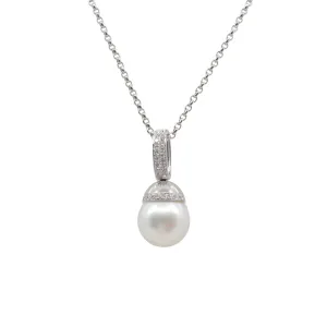 18k White Gold South Sea Pearl and Diamond Pendant - 20765965