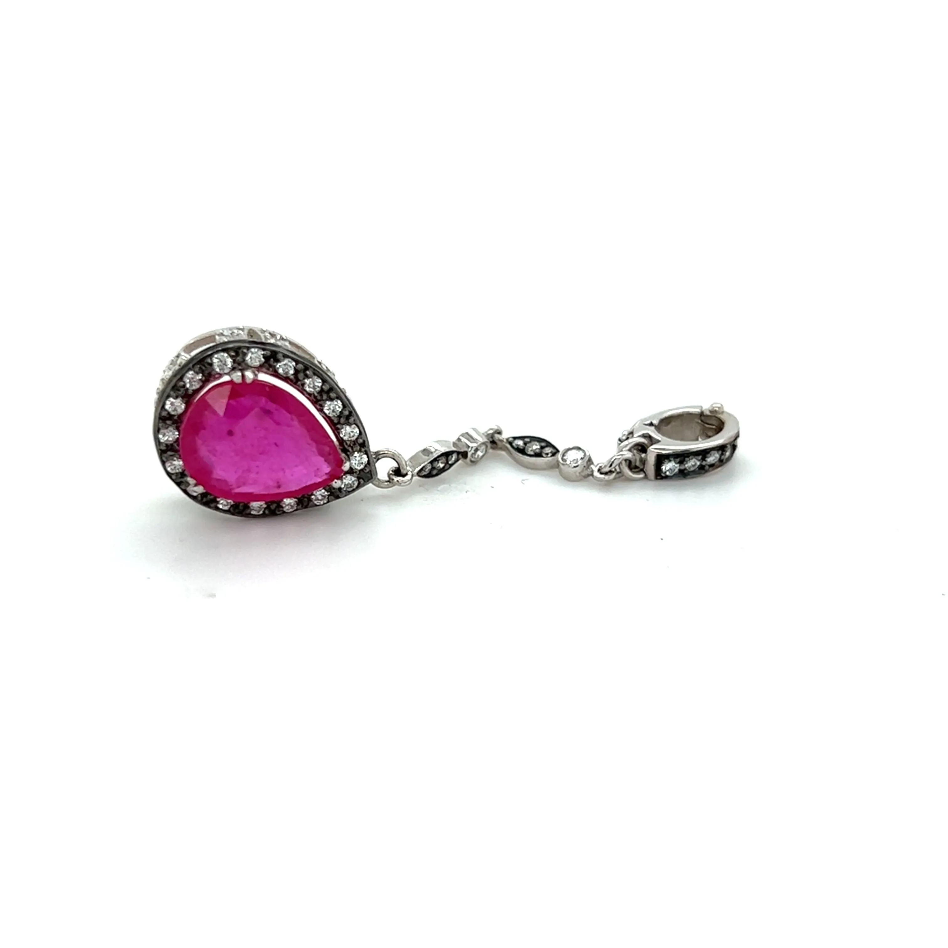 18kt White Gold Ruby   Diamond Charm