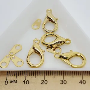 19mm Parrot Clasps & Tags (10) - Gold