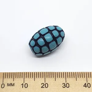 19x13mm Oval (10) - Turquoise w. Black - South Western Style Vintage Beads