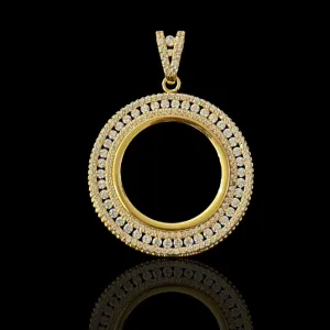 21K Solid Gold Coin Frame Pendant