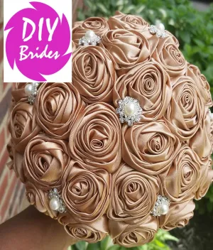 24HR~MONA~Satin Rose Brooch Bouquet