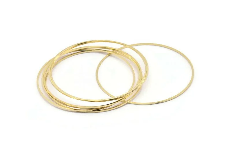 65mm Circle Connectors - 4 Gold Plated Brass Circle Connectors (65x1x1mm) Bs 1104 Q0696